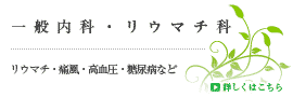 一般内科・リウマチ科：リウマチ・痛風・高血圧・糖尿病など